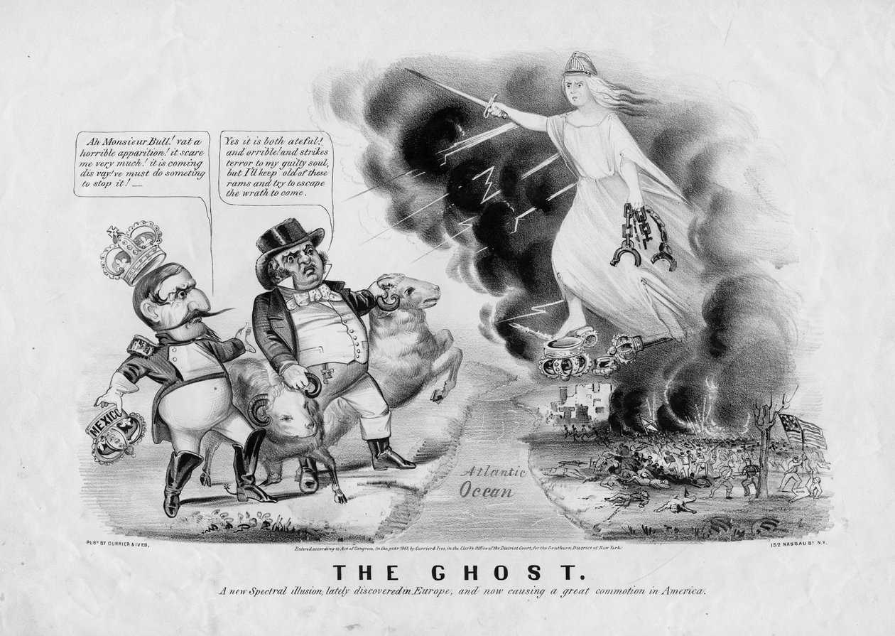 A szellem: egy új spektrális illúzió, amelyet nemrég fedeztek fel Európában, és amely most nagy felfordulást okoz Amerikában, kiadó: Currier & Ives, New York, 1863 alkotó: American School