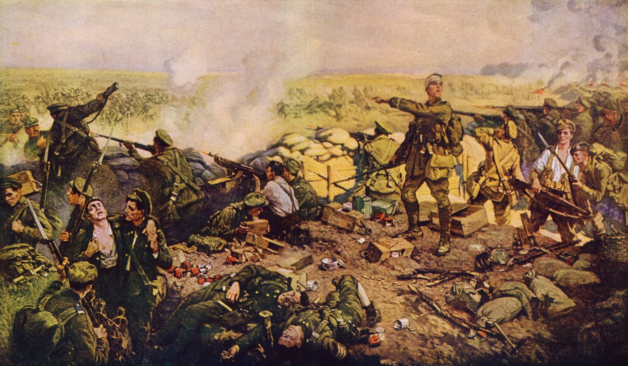 A fékezhetetlen kanadaiak a híres ypres-i csatában (színes litográfia) alkotó: American School