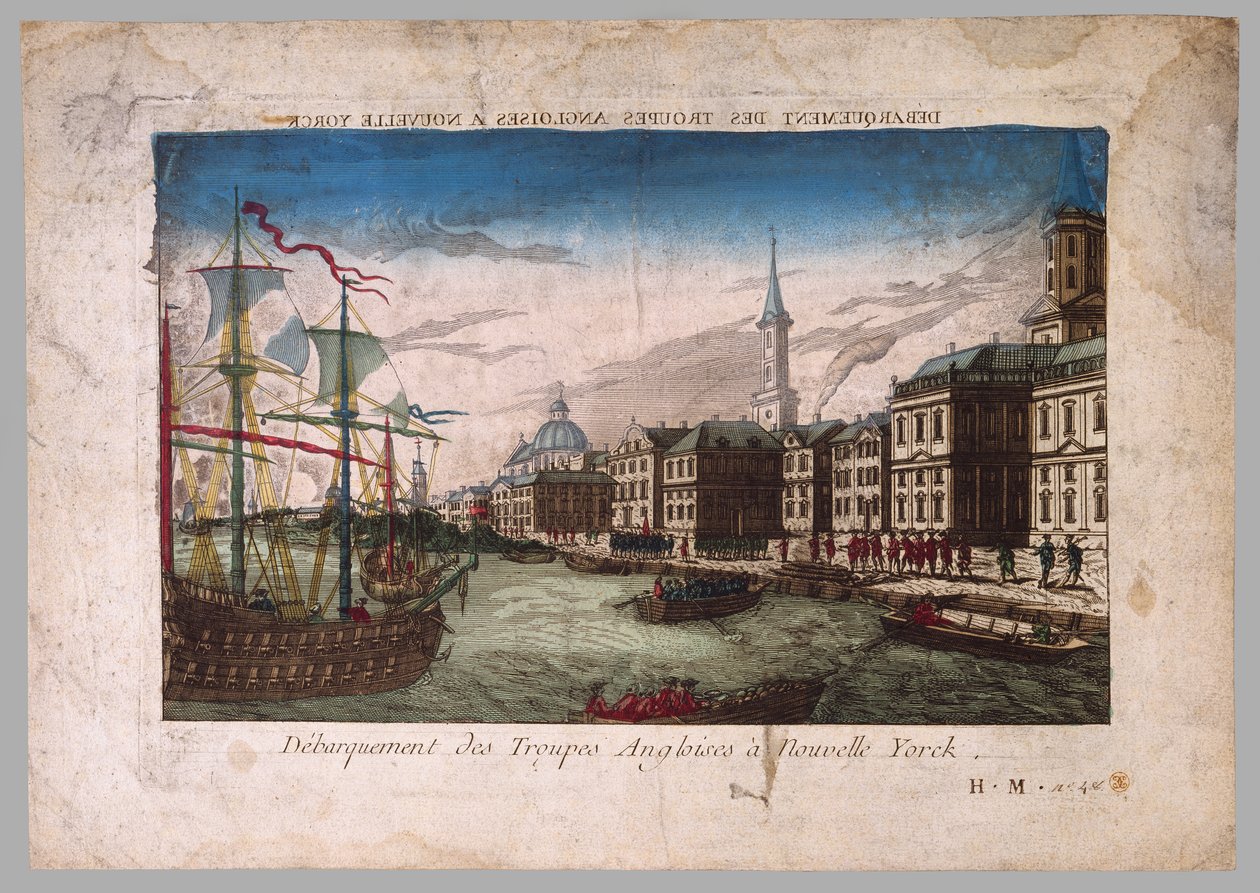 A brit csapatok partraszállása New Yorkban, 1776 alkotó: American School