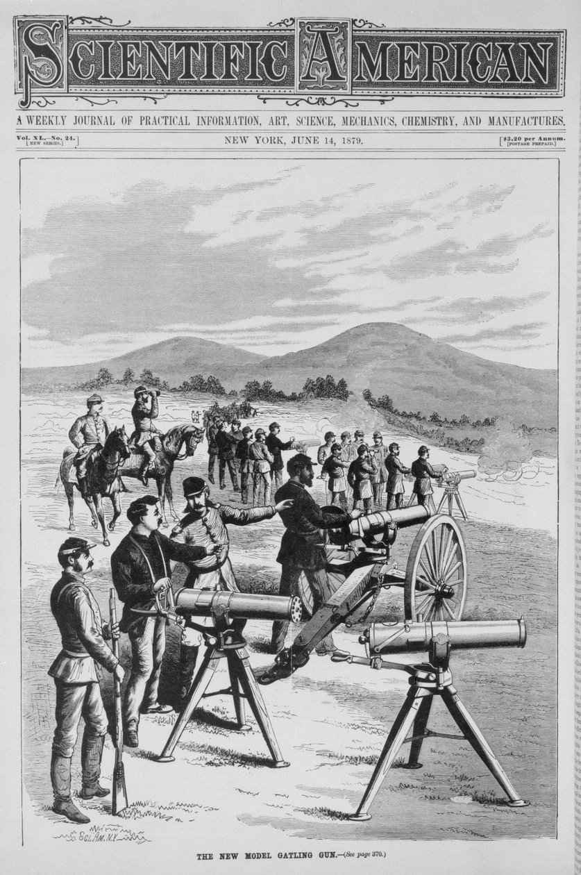 A Scientific American új Gatling Gun modellje, 1879. június 14 alkotó: American School