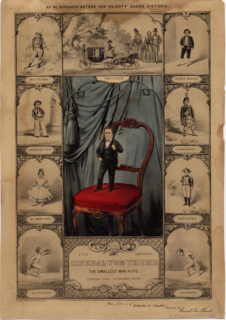 Az eredeti Tom Thumb tábornok: a legkisebb élő ember, kocsma. Currier & Ives, 1860 alkotó: American School