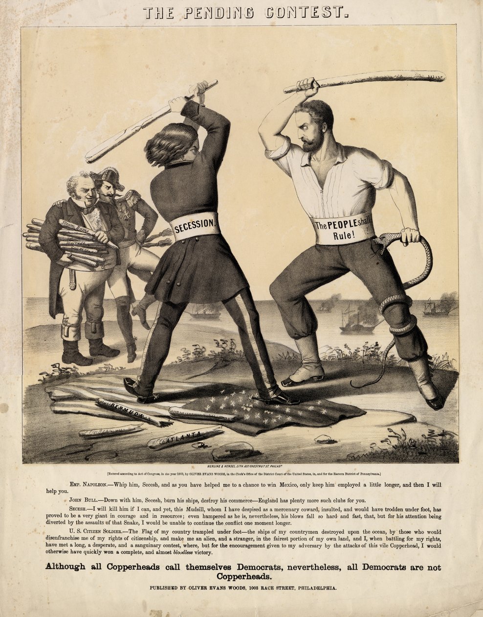 A függőben lévő verseny, amelyet Oliver Evans Woods tett közzé: Herline & Hensel Lith., Philadelphia, 1863 alkotó: American School