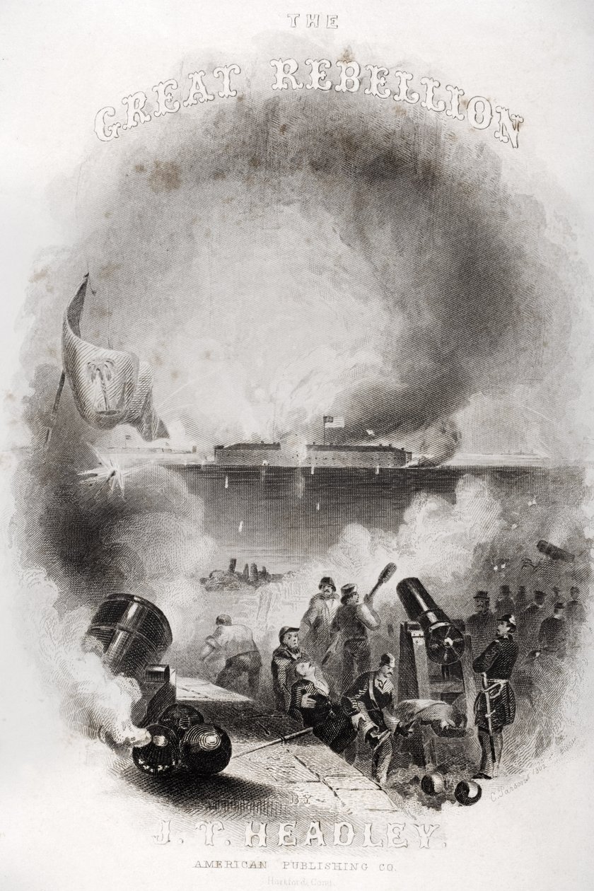 A Fort Sumter elleni támadás 1861-ben című művének címoldali illusztrációja, J.T. „The Great Rebellion” című művéből. Headley, 1866 alkotó: American School