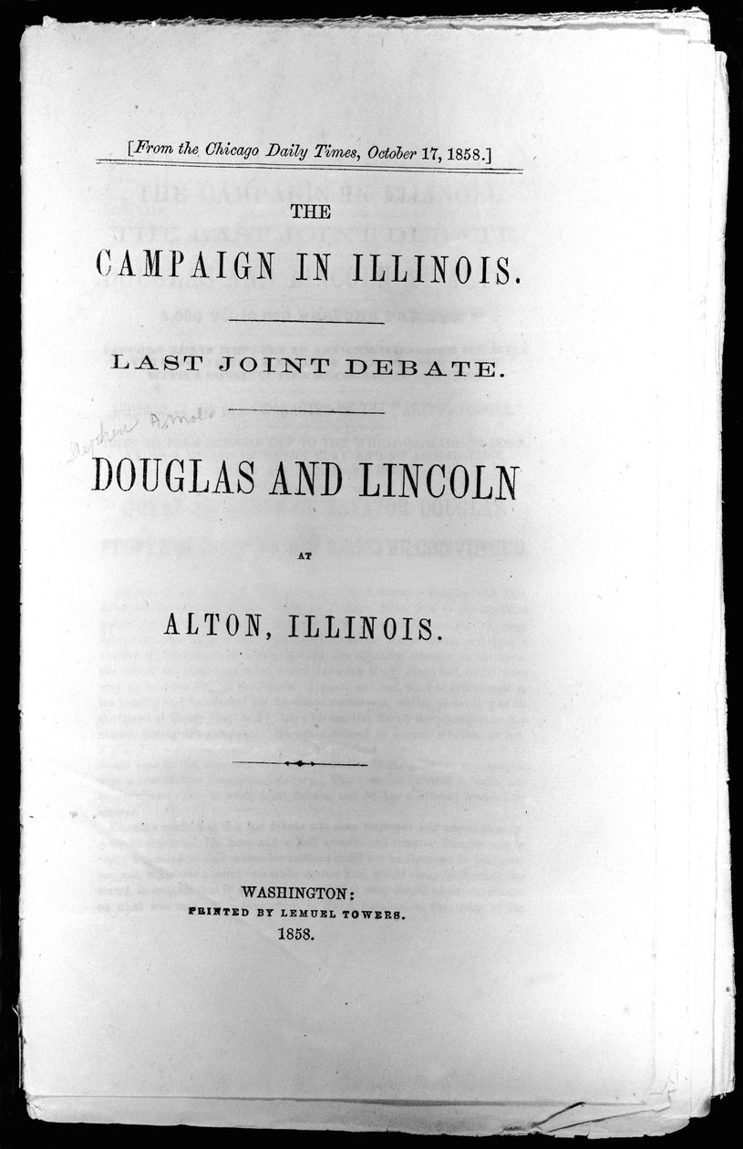 A The Campaign in Illinois: Last Joint Debate címlapja, nyomtatva 1858-ban alkotó: American School