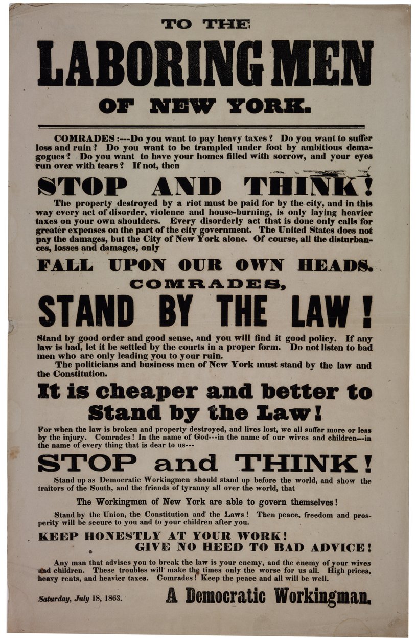 A New York-i munkásembereknek, 1863. július 18 alkotó: American School
