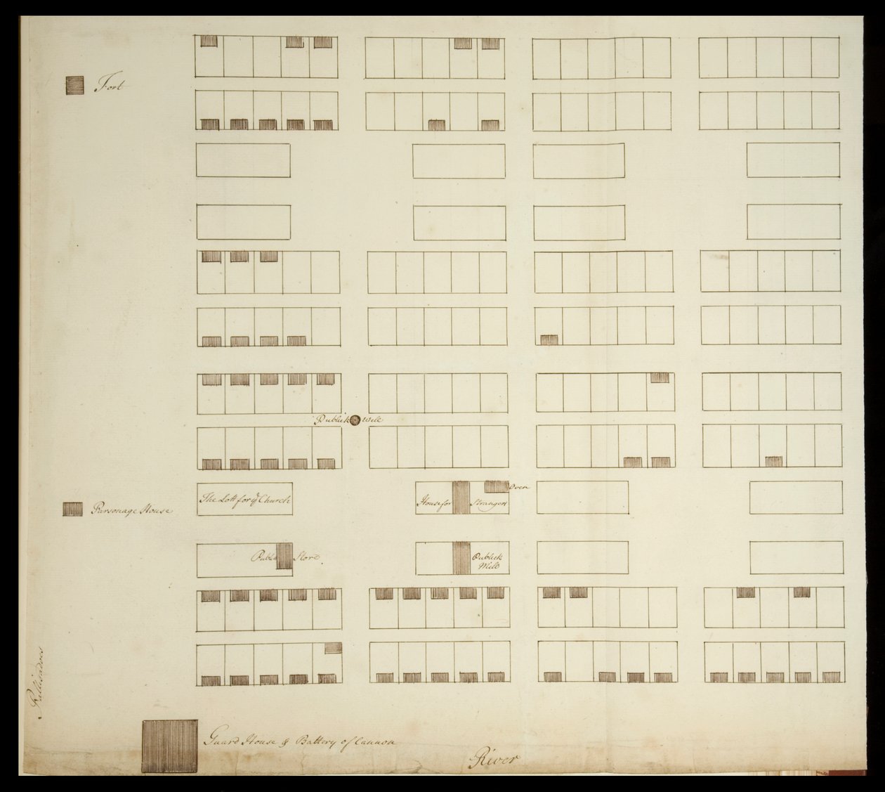 Savannah városi terve, 1733 körül (toll és tinta papíron) alkotó: American School