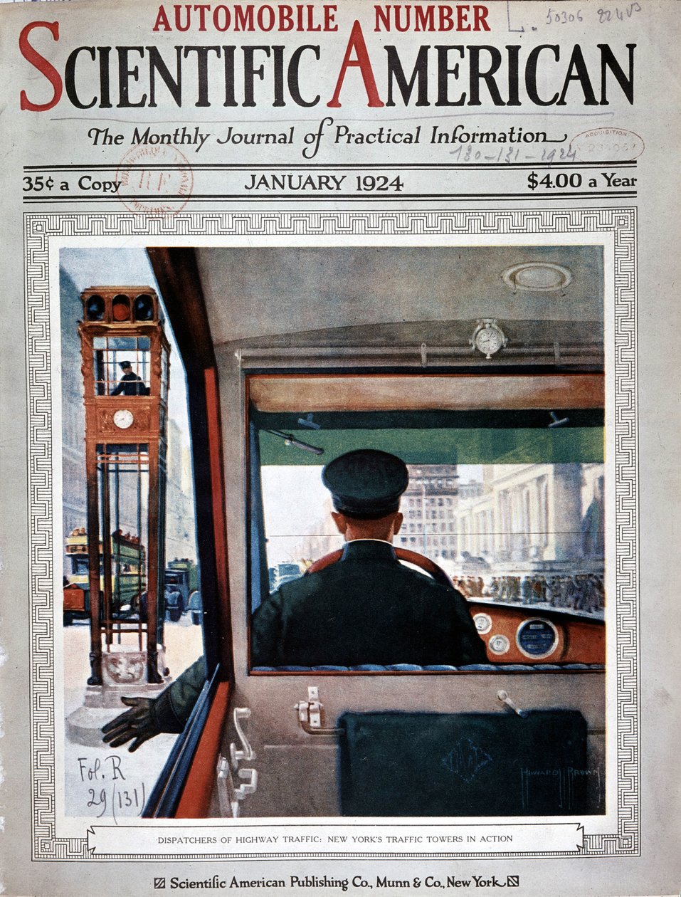Közlekedési lámpatornyok és forgalomirányítás New Yorkban – a Scientific American-ban, 1924. jan. alkotó: American School
