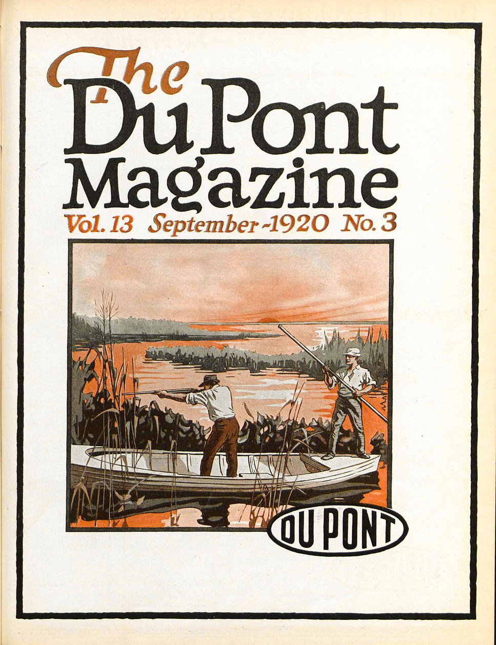 Trapshooting, a DuPont Magazin címlapja, 1920. szeptember alkotó: American School