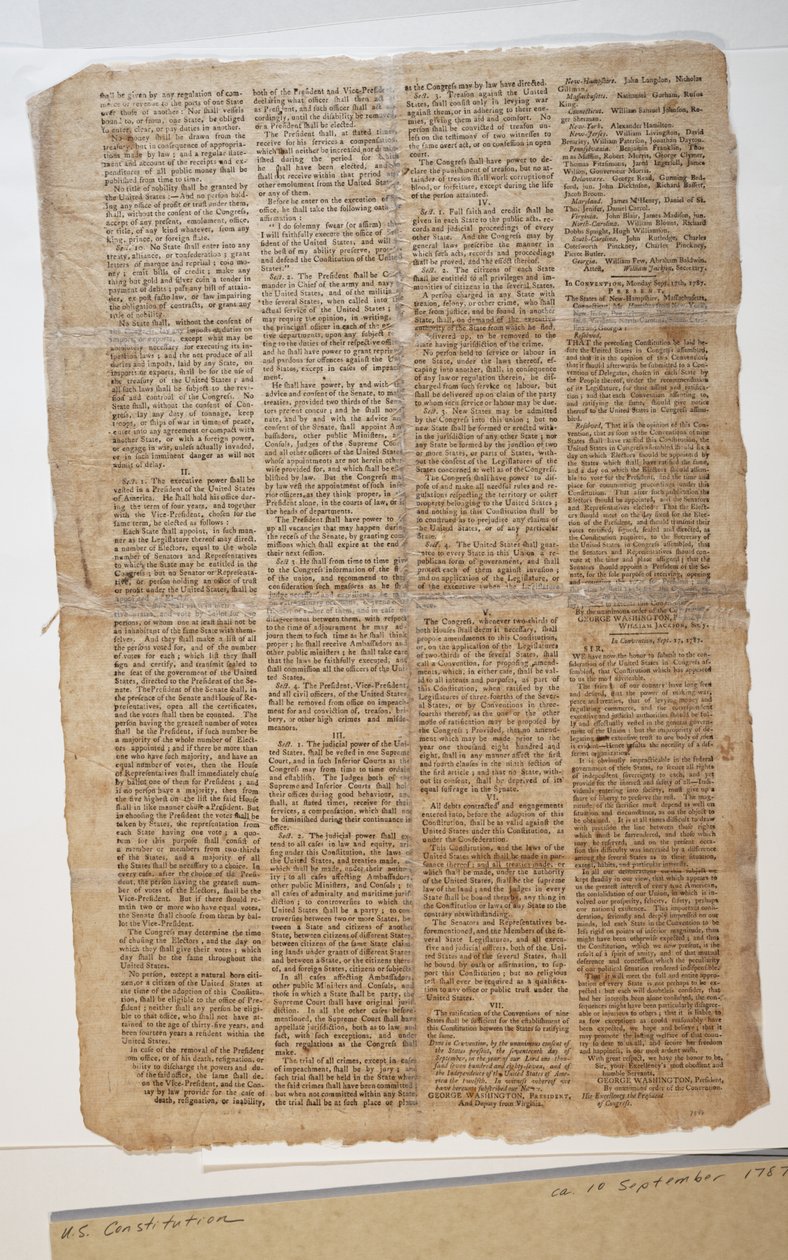 Az Egyesült Államok alkotmánya, 1787. szeptember 10. (lásd még: GLC 696083) alkotó: American School