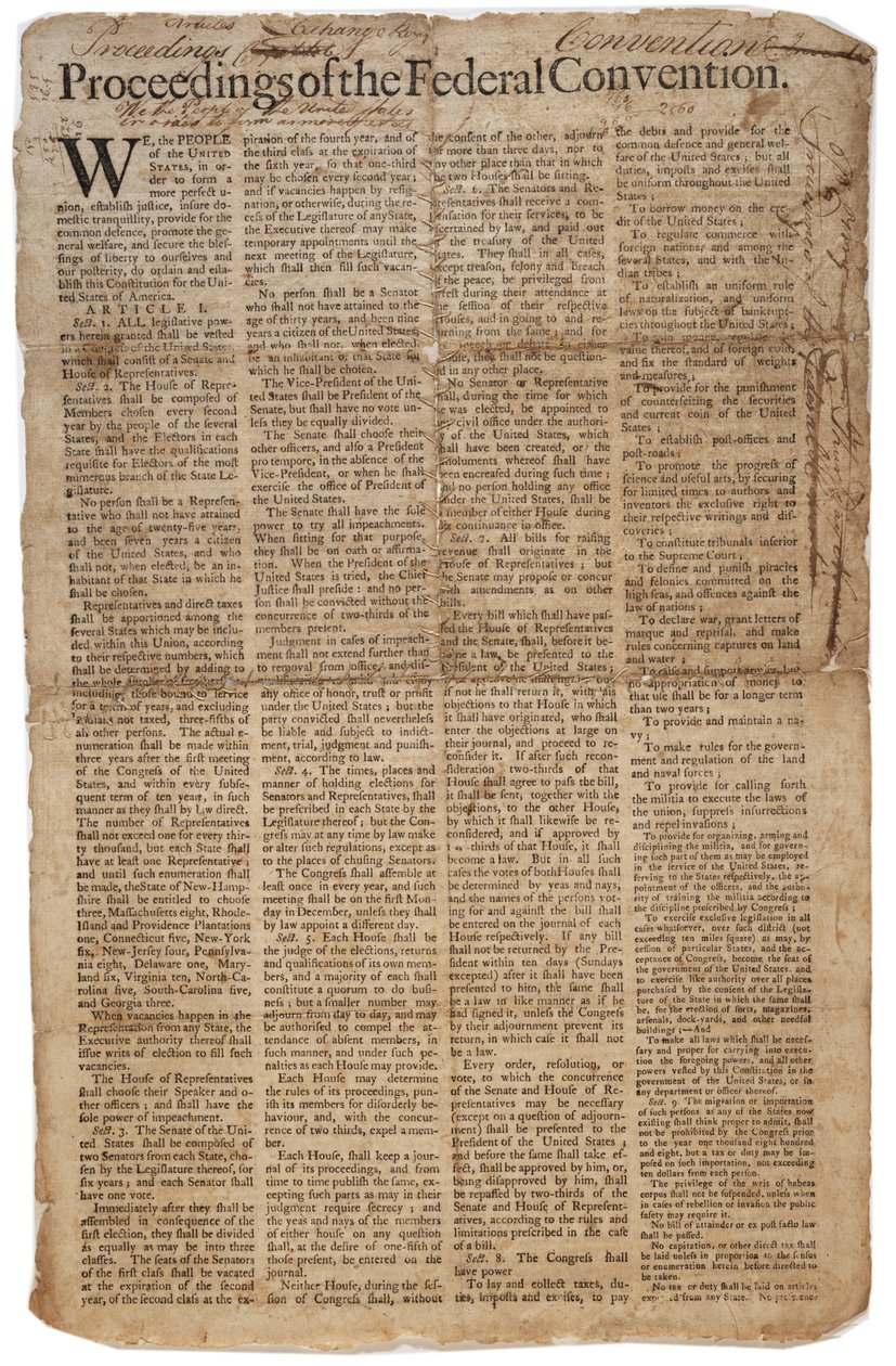 Az Egyesült Államok alkotmánya, 1787. szeptember 10. (lásd még: GLC 696084) alkotó: American School