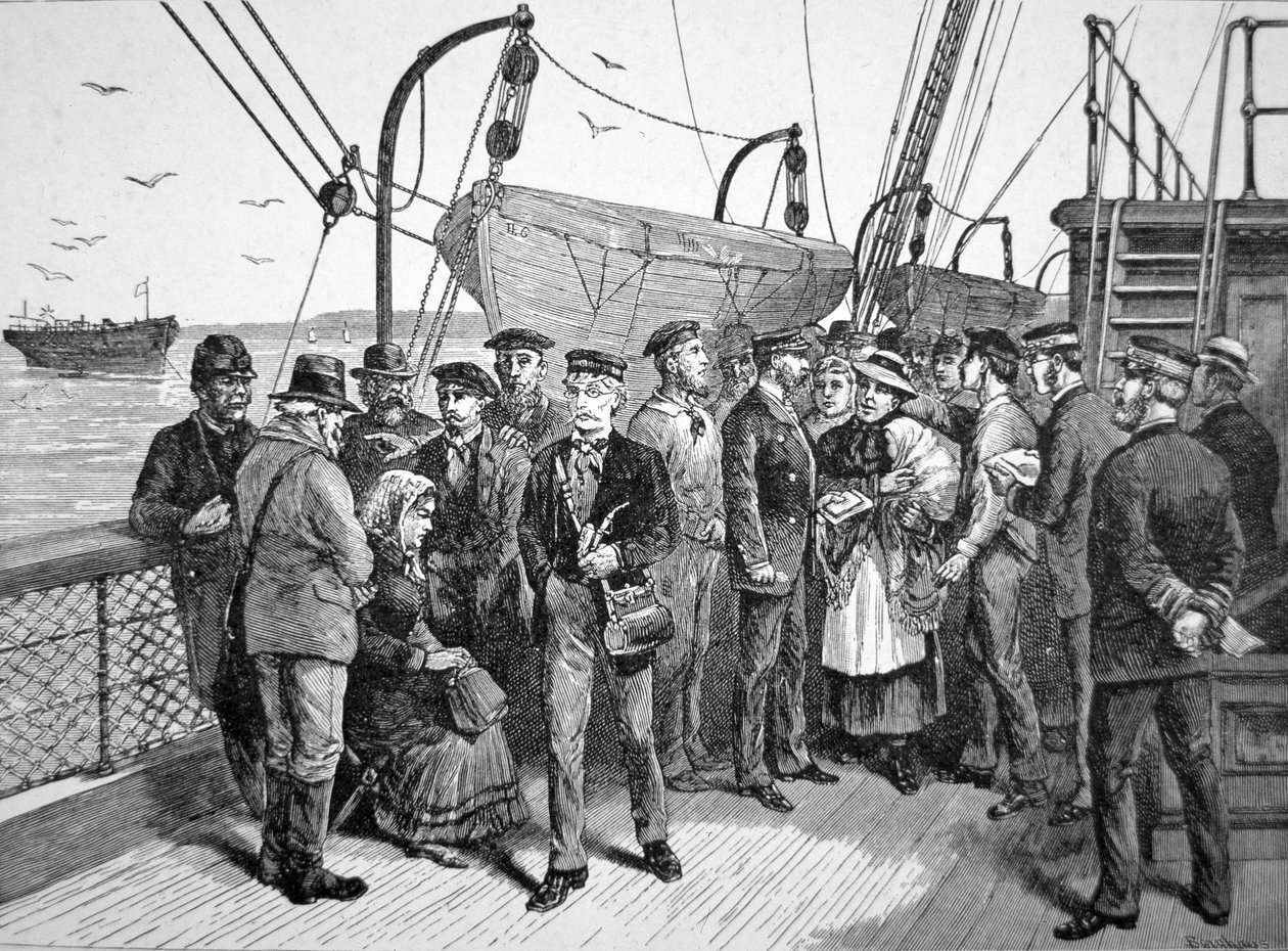 Amerikai kormány egészségügyi tisztjei egy emigráns hajón, Quarantine Point, New York alkotó: American School