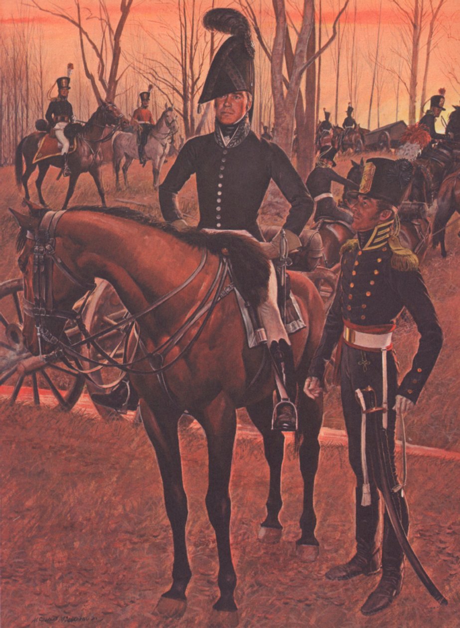 US Horse Tüzérség, 1812 körül (színes litho) alkotó: American School