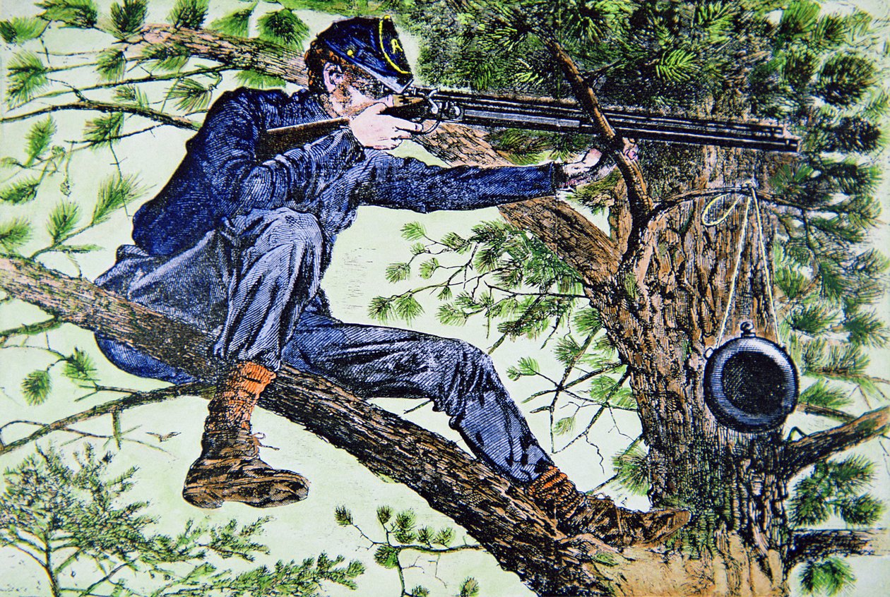 Union Army Sharpshooter teleszkópos irányzékokkal (színes litho) alkotó: American School