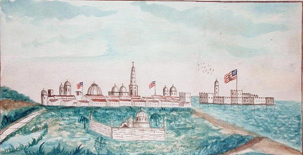 Vera Cruz, Kastély és temető (akvarell papíron) alkotó: American School