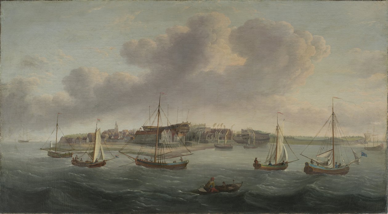 Kilátás egy tengeri kikötőre, 1760 alkotó: American School
