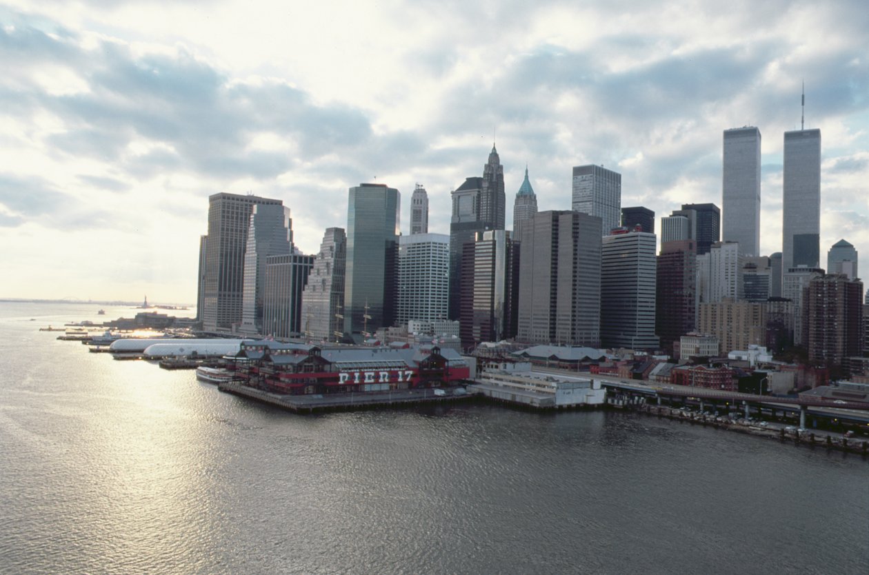 Kilátás a pénzügyi negyedre az East River túloldalán alkotó: American School