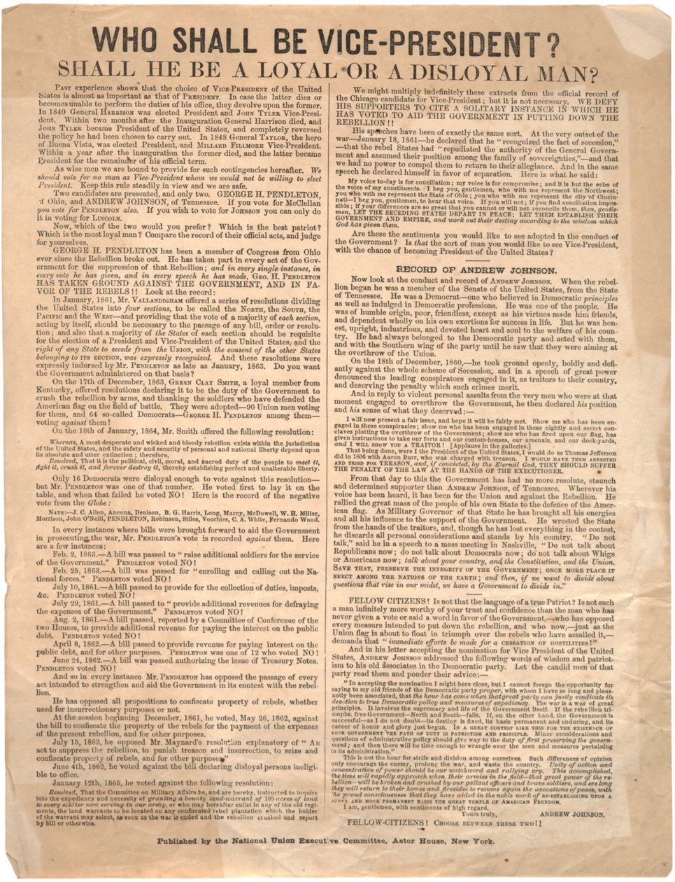 Ki lesz az alelnök? George Pendleton vs. Andrew Johnson (1864-es választás), 1864 alkotó: American School