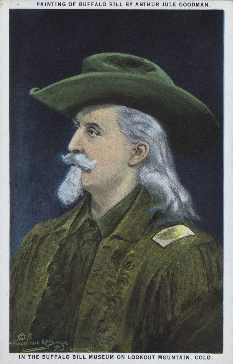 William "Buffalo Bill" Cody, amerikai felderítő, bölényvadász és showman (színes litográfia) alkotó: American School