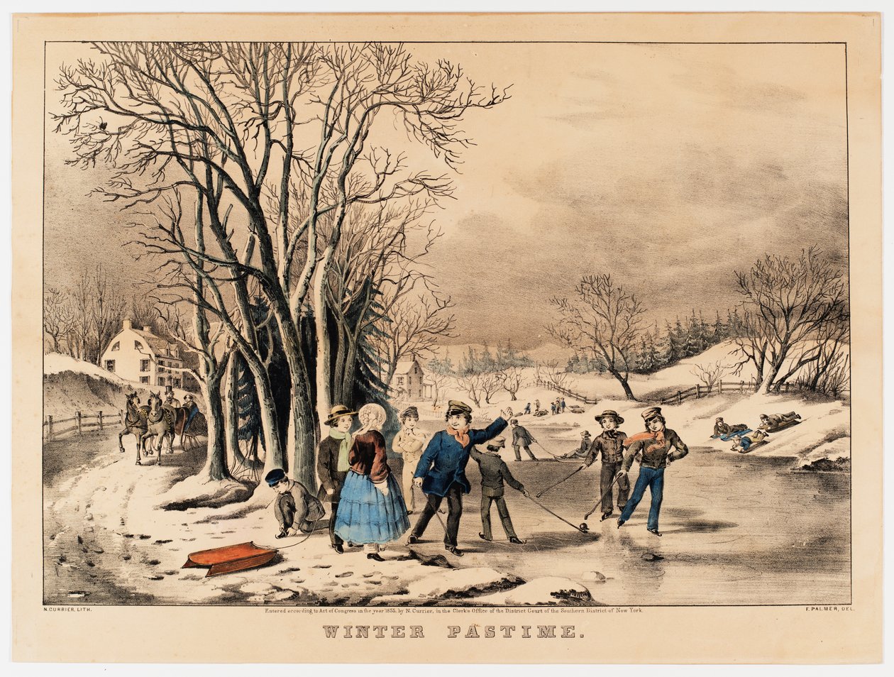 Téli időtöltés, 1800-10 körül (színes litográfia) alkotó: American School