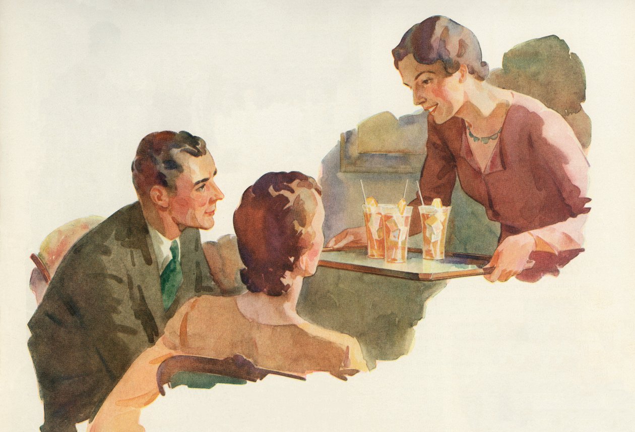Nő felszolgáló jeges tea a barátainak alkotó: American School