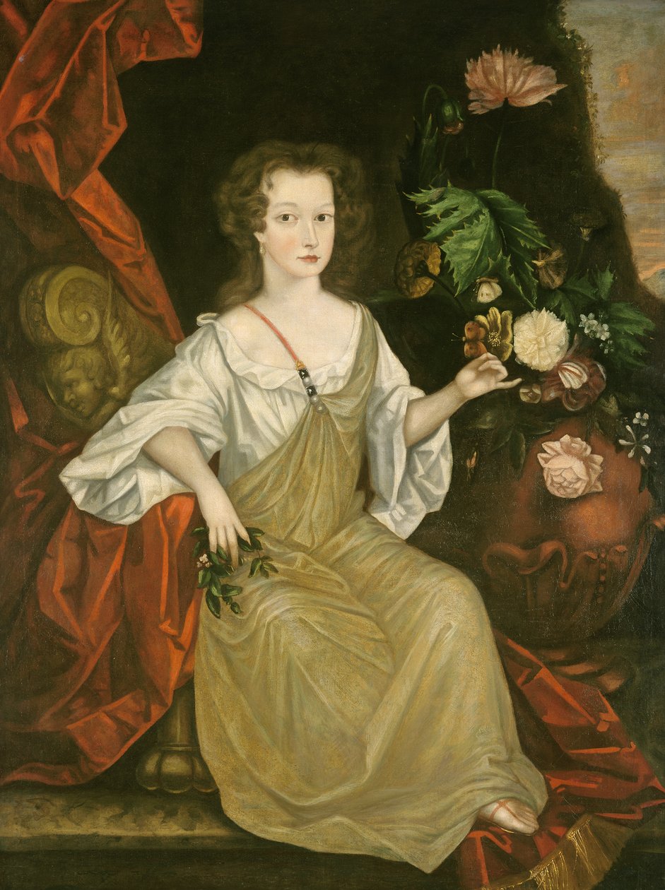 Fiatal nő pillangóval, 1710 körül alkotó: American School