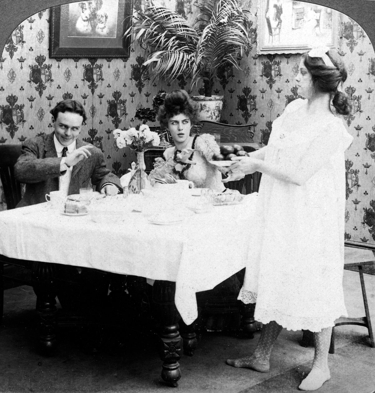 Hogyan szolgálta fel Biddy a paradicsomokat vetkőzetlenül. alkotó: American Stereoscopic Company