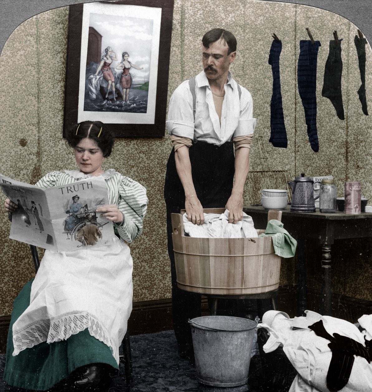 Az új nő, mosónap alkotó: American Stereoscopic Company