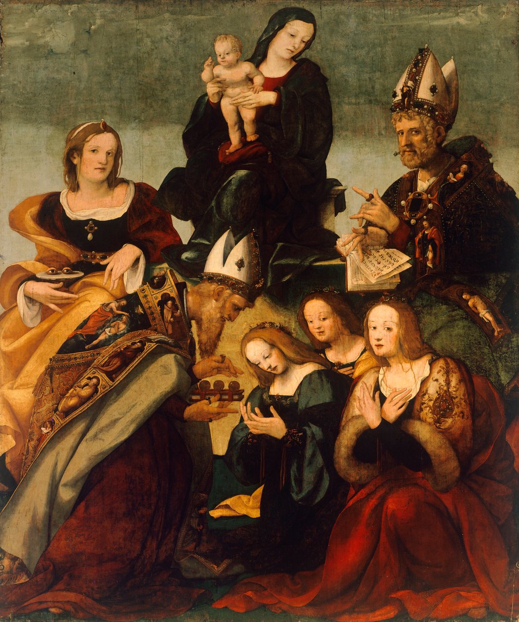 Madonna gyermekkel és szentekkel Nagy Gergely (festmény) alkotó: Amico Aspertini
