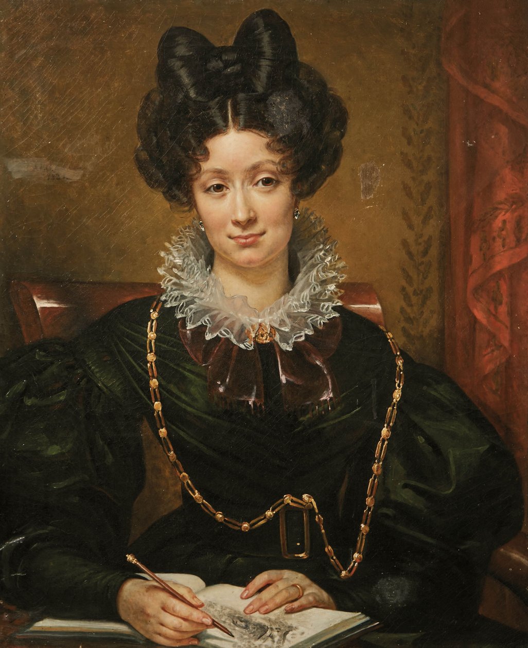 Franciául:  La Jeune Dessinatrice Portré egy fiatal művészről alkotó: Amelie Legrand de Saint Aubin