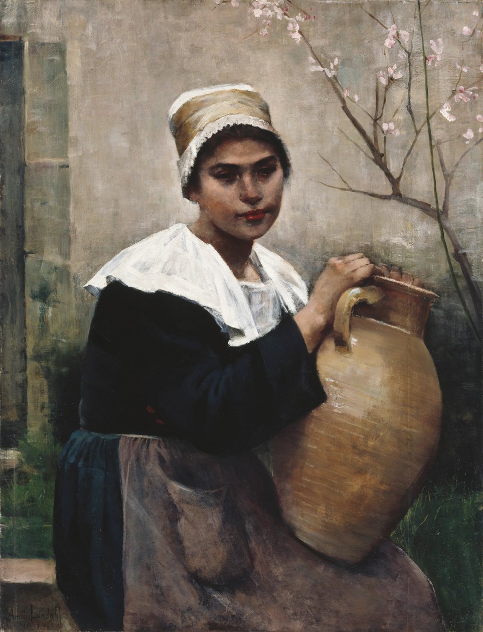 Breton lány, aki egy befőttesüveget tart alkotó: Amélie Lundahl