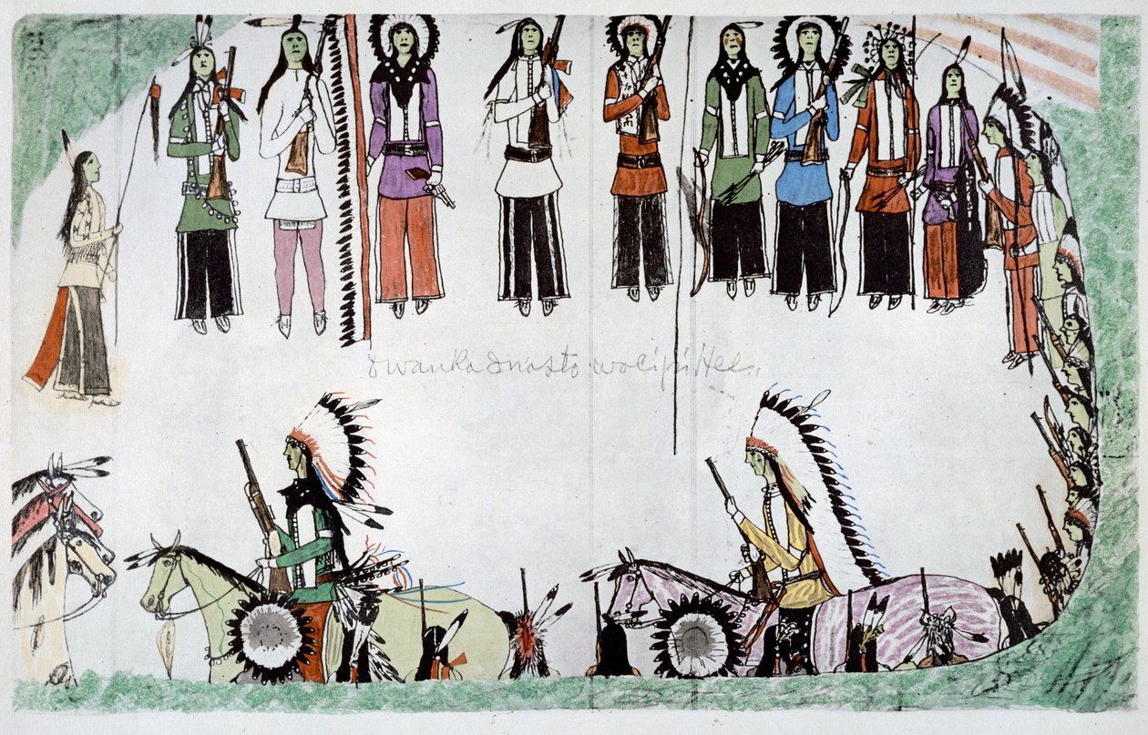 „Smoothing the Place Dance”, 1889-1913 alkotó: Amos Bad Heart Buffalo
