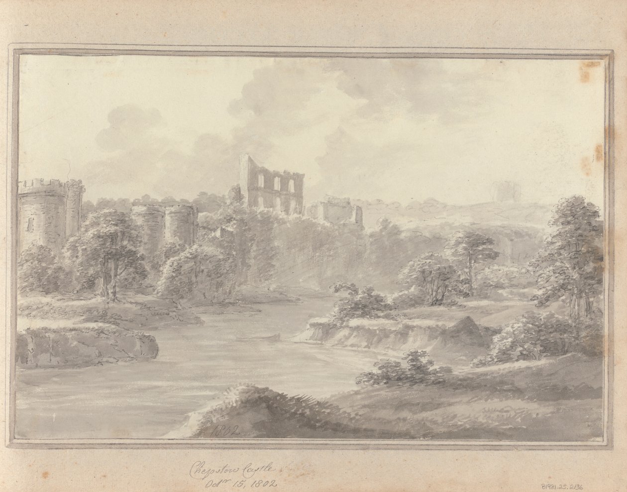 Látványok Angliában, Skóciában és Walesben: Chepstow kastély, 1802. október 15. alkotó: Amos Green