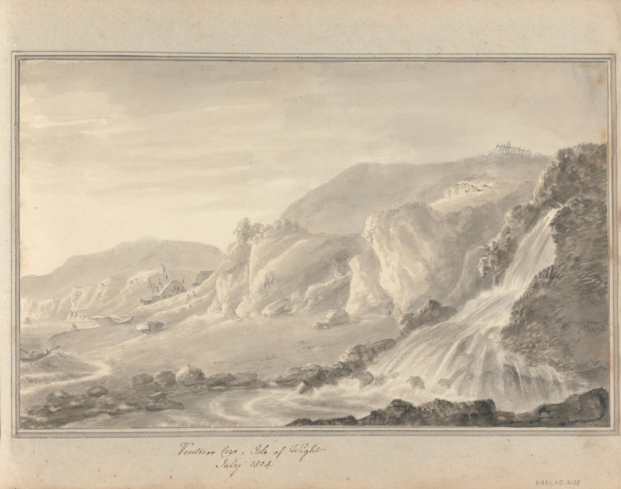 Nézetek Angliában, Skóciában és Walesben: Ventnor Cove, Isle of Wight, 1804. július alkotó: Amos Green