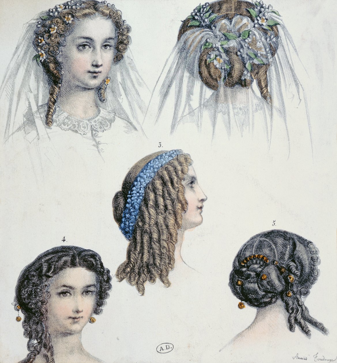 Egy menyasszony frizura és mások, 1853 körül alkotó: Anais Toudouze