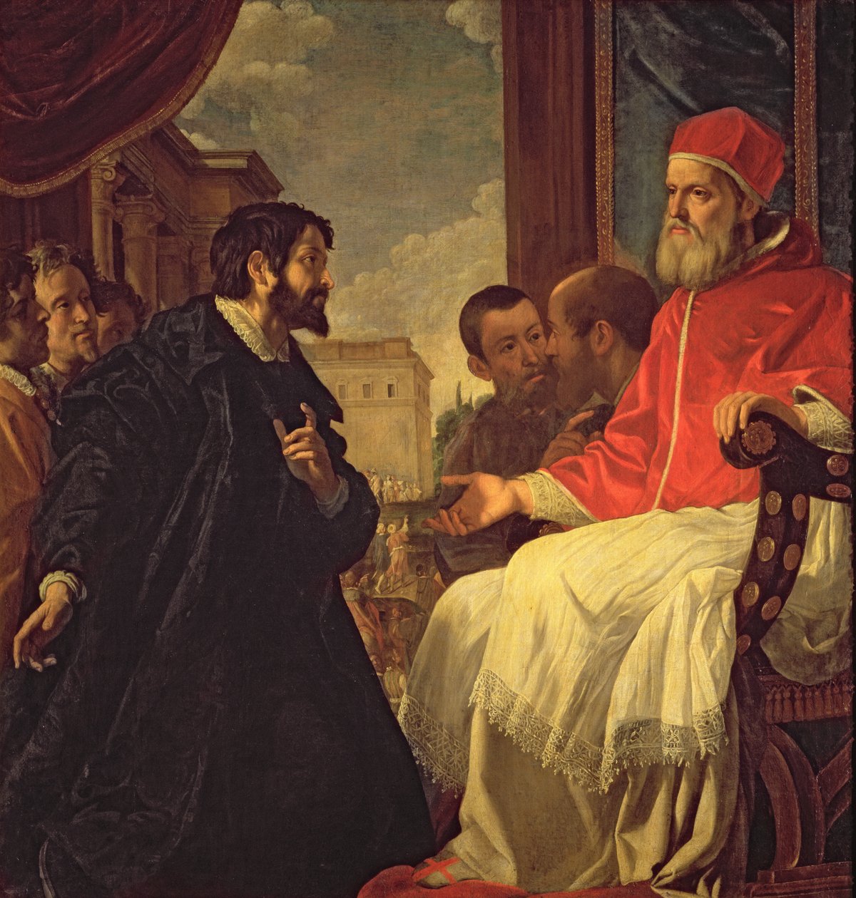 Michelangelo és Julius pápa II alkotó: Anastasio Fontebuoni