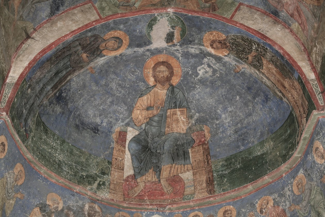 Krisztus trónoló világmegváltója, 12. század alkotó: Ancient Russian frescos