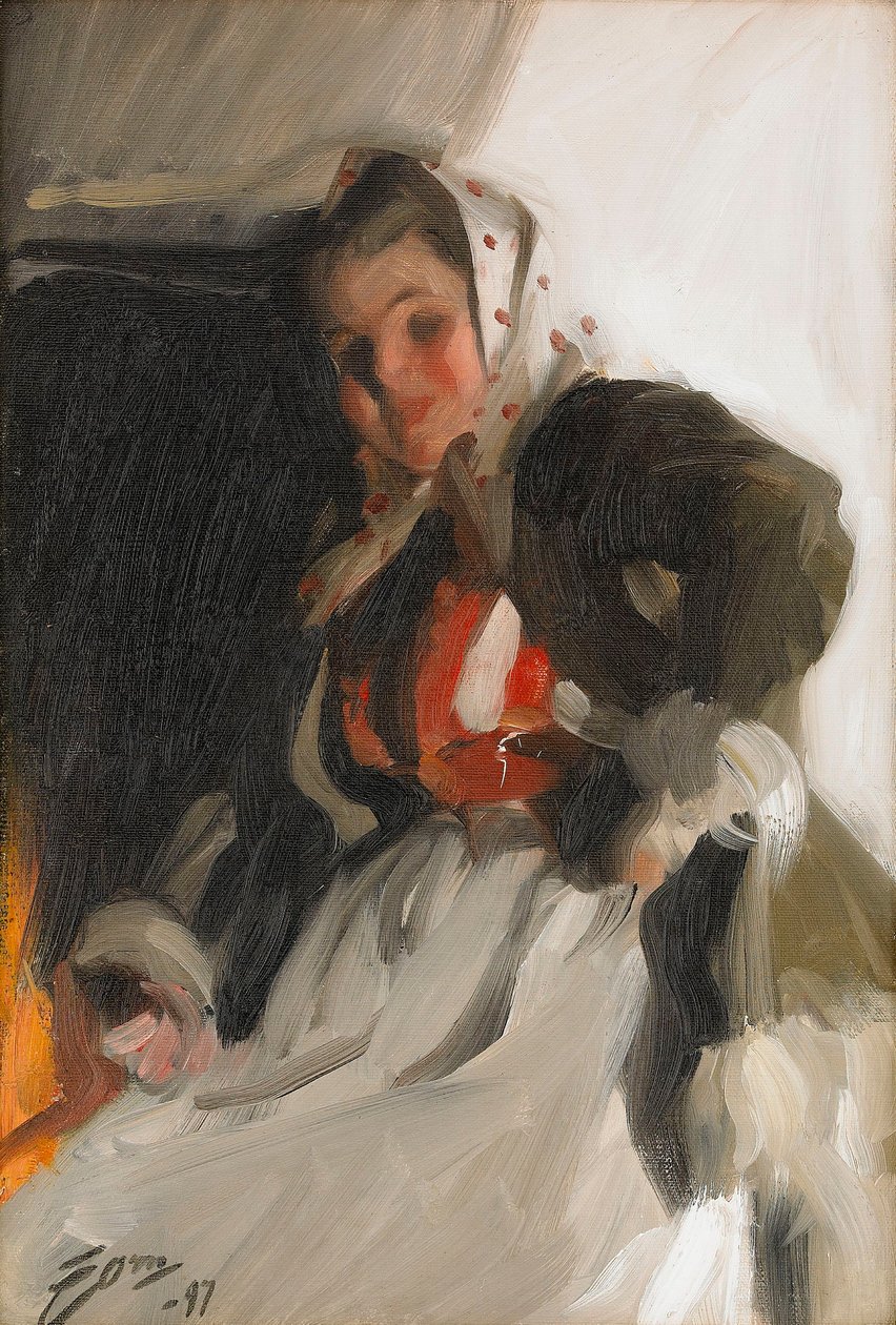 A kandalló mellett alkotó: Anders Leonard Zorn