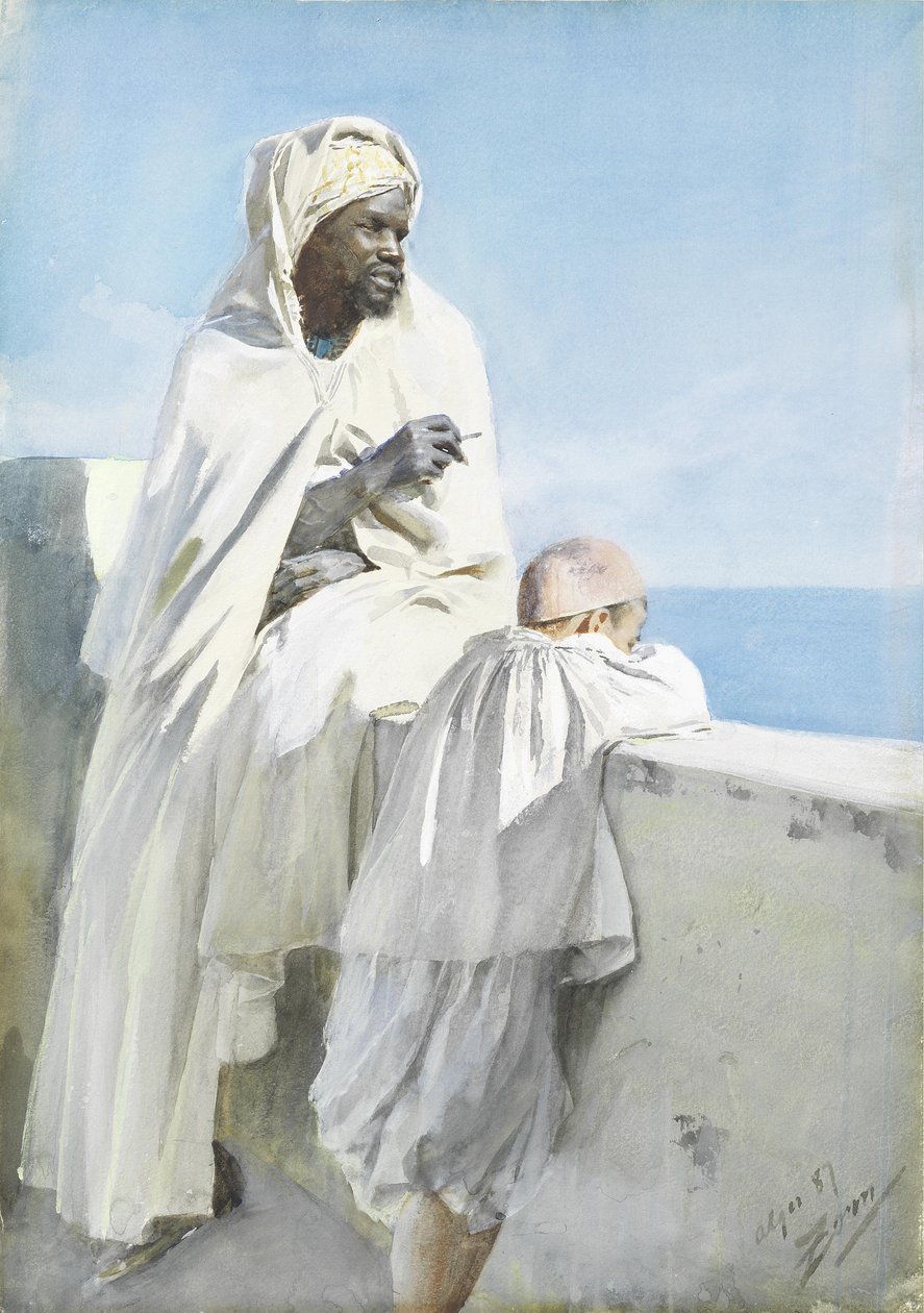 Férfi és fiú Algírban alkotó: Anders Leonard Zorn