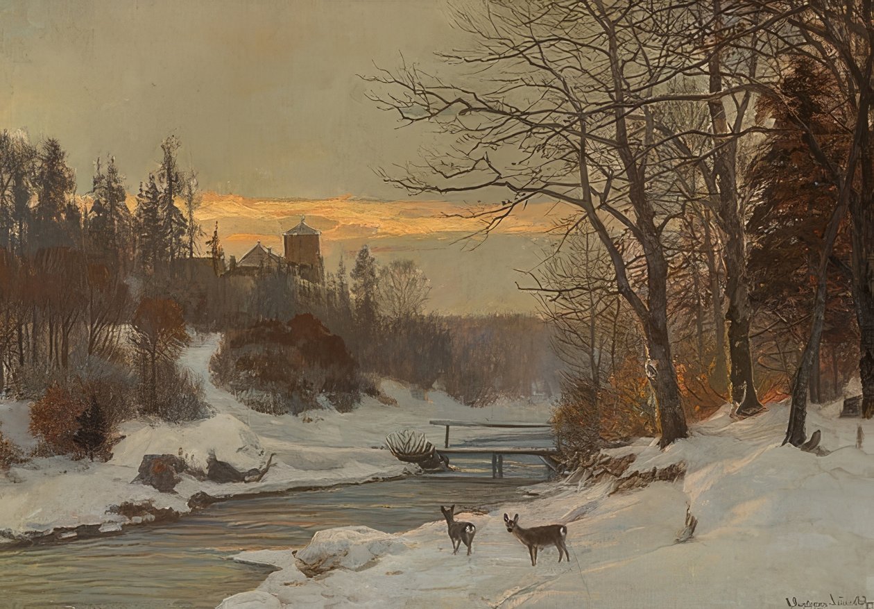 Téli patak táj alkotó: Anders Andersen Lundby