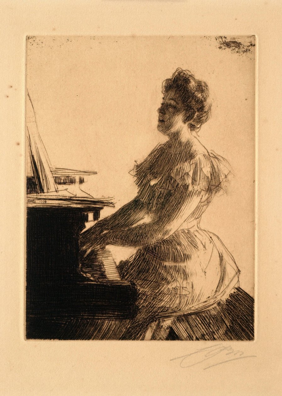 A zongoránál (Anna Burnett kisasszony) alkotó: Anders Leonard Zorn