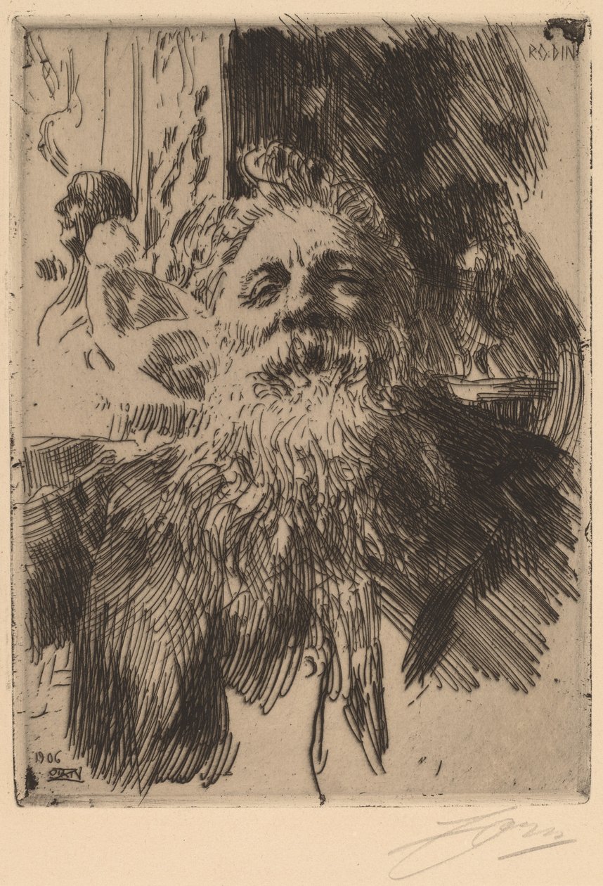 Auguste Rodin, 1906. alkotó: Anders Leonard Zorn