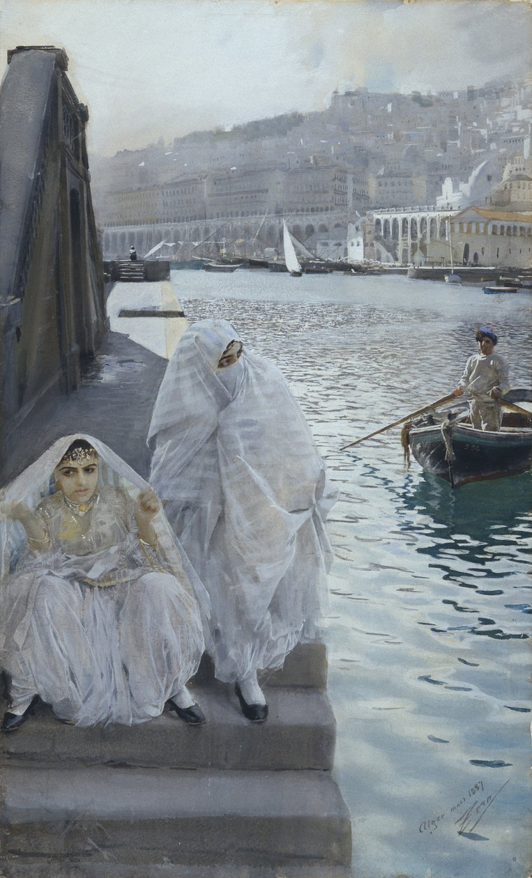 Algír kikötőjéből par Zorn, Anders Leonard (1860-1920). Akvarell papíron, mérete: 67x41 alkotó: Anders Leonard Zorn