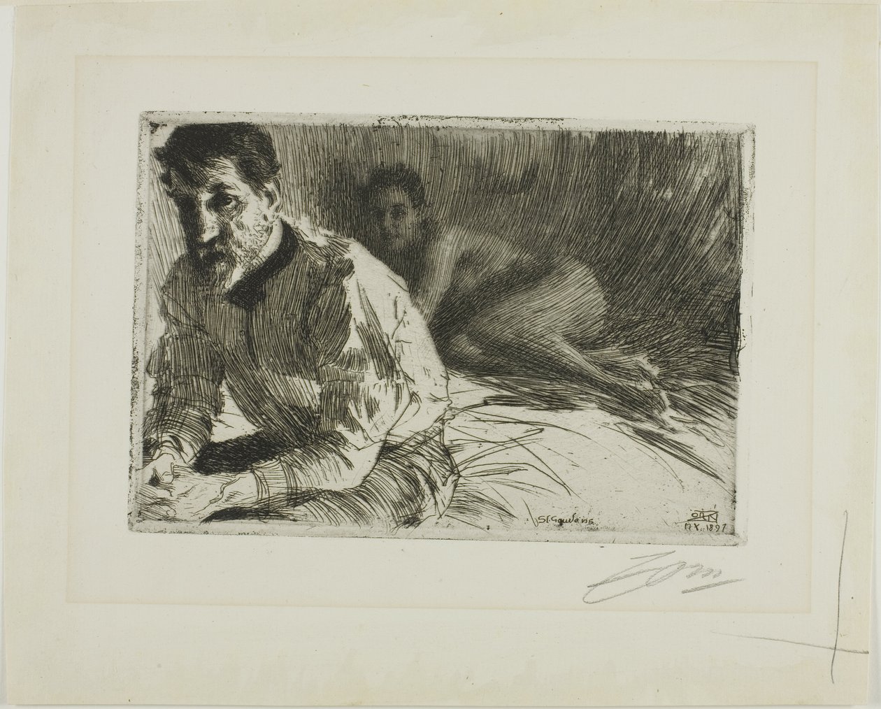 Augustus Saint-Gaudens II (Saint-Gaudens és modellje) alkotó: Anders Leonard Zorn