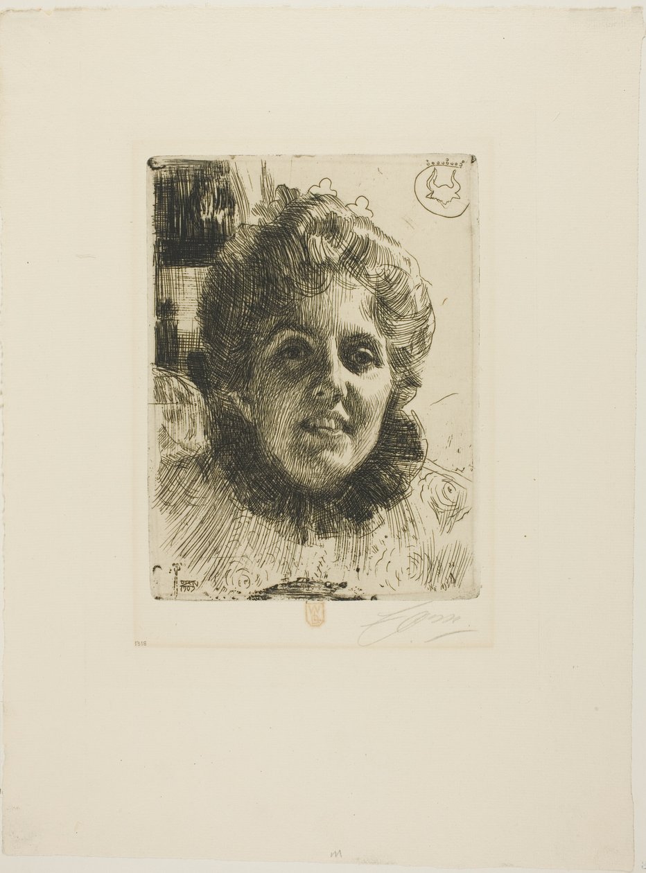 Aurore (Mrs. Aurore Klintberg, szül. Oxenstierna, vezető) alkotó: Anders Leonard Zorn