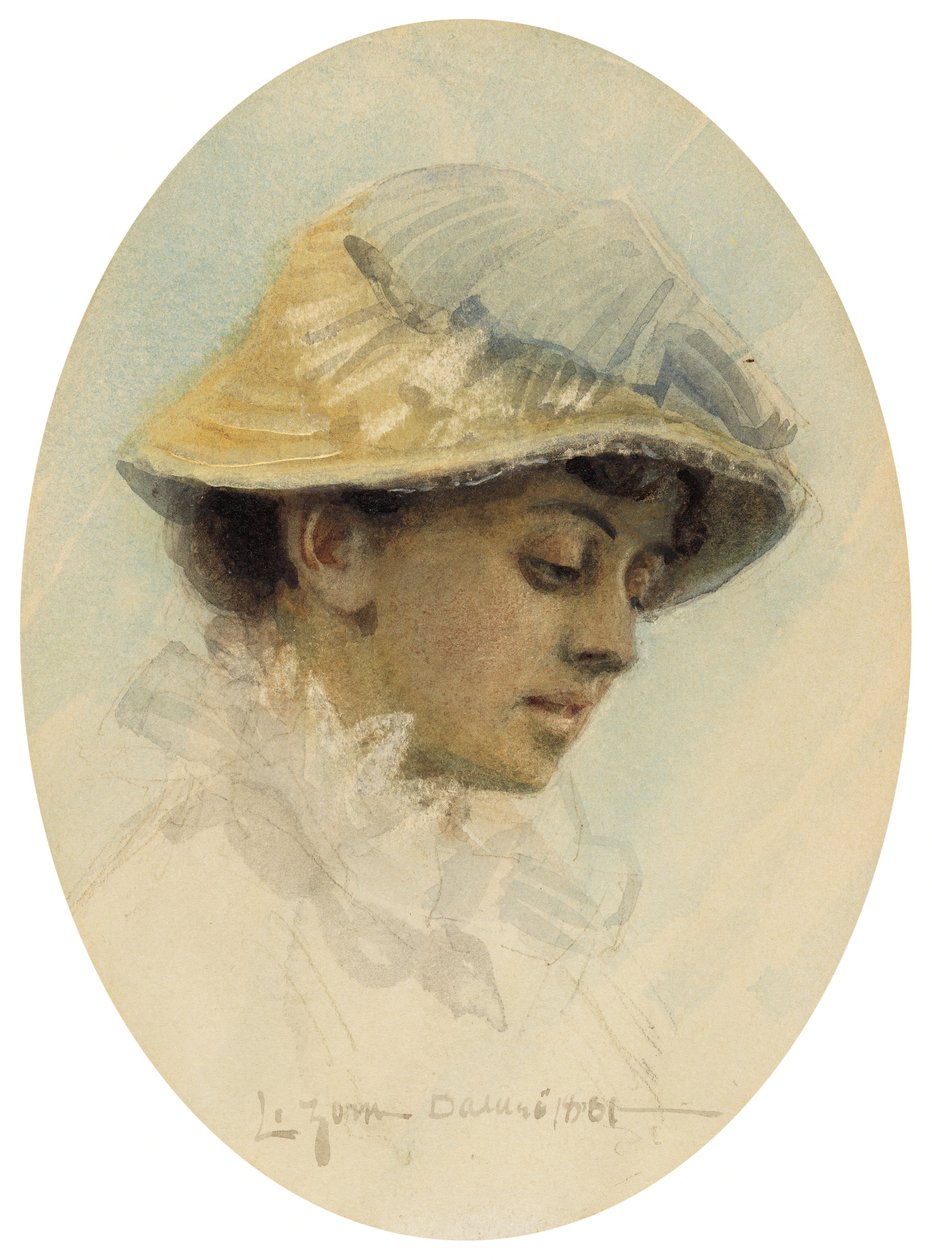 Emma Lamm szalmakalappal alkotó: Anders Zorn