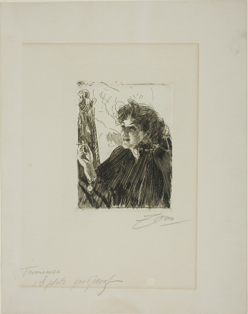 Lány cigarettával II alkotó: Anders Leonard Zorn