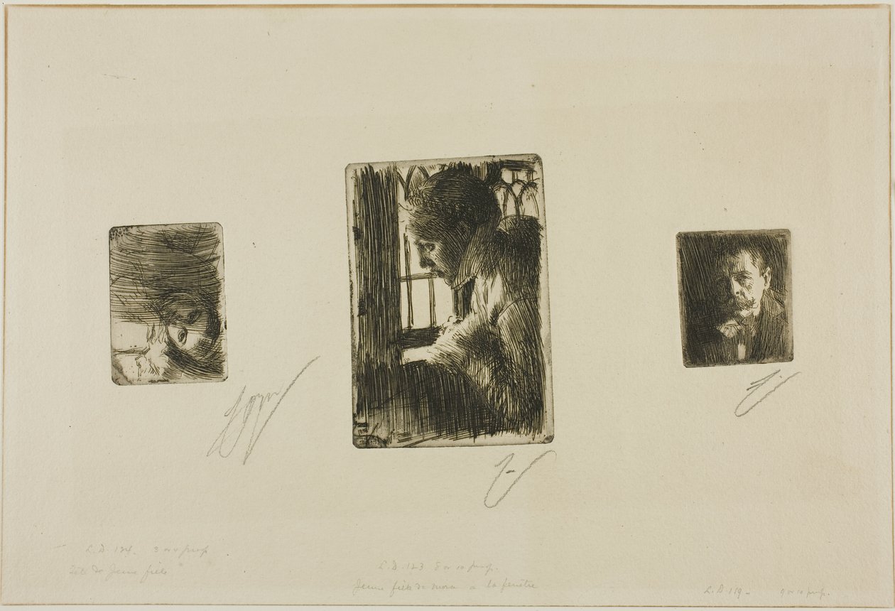 Lányfej; Parasztlány az ablaknál; Anders Zorn alkotó: Anders Zorn