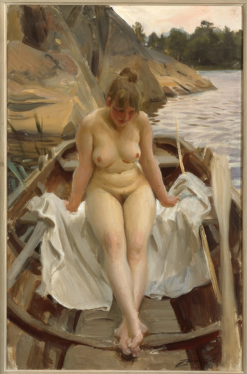 Werners Ruderbootban alkotó: Anders Leonard Zorn