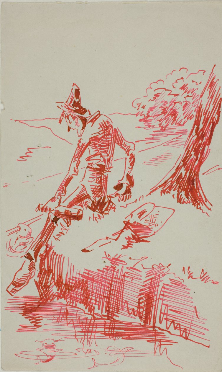 Férfi halászat és tartása palack alkotó: Anders Zorn