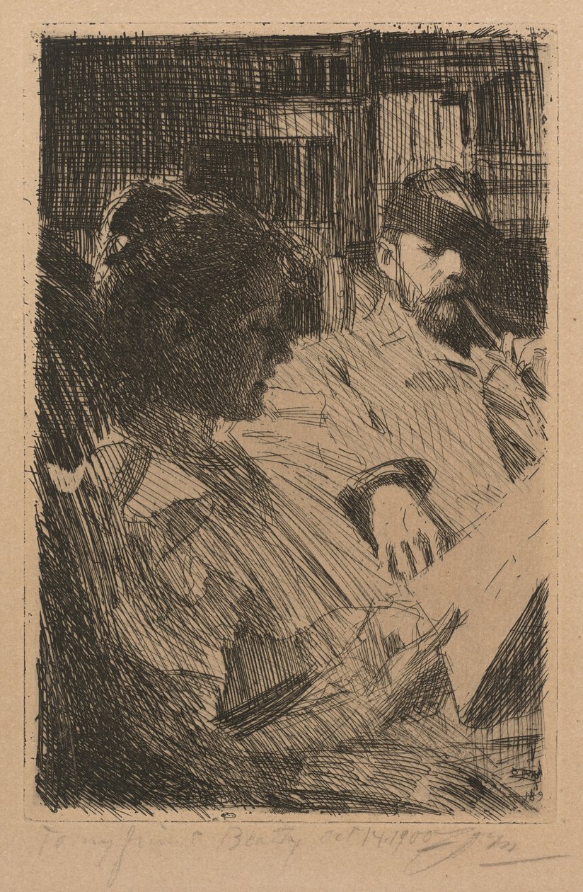 Olvasás (Ch. Deering úr és felesége) alkotó: Anders Zorn